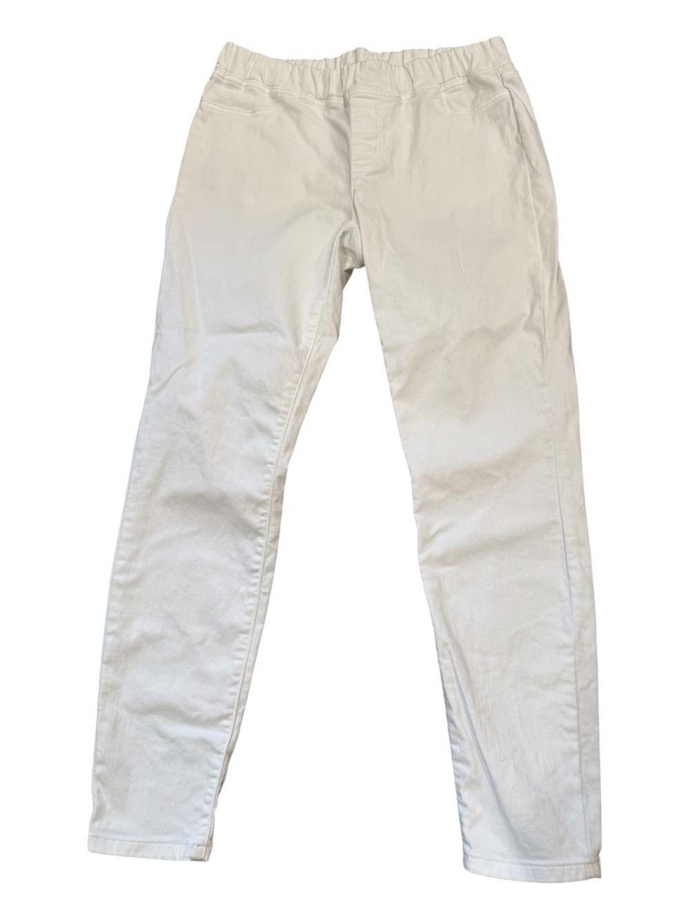 EILEEN FiSHER white denim elastic waist organic cotton pull on jeans, size PM